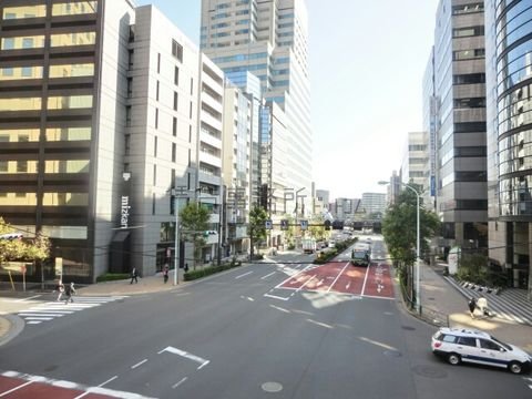 新川一丁目歩道橋からの景観 (永代橋西方面)