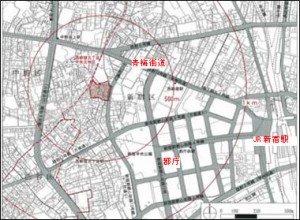 西新宿五丁目中央北地区市街地再開発地図