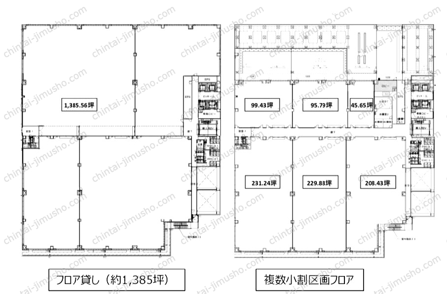 横浜ビジネスパーク　新ラボ棟の間取図