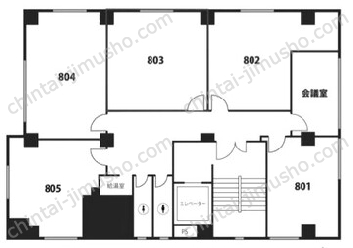 天翔オフィス新橋赤レンガ通りANNEX8階の間取図