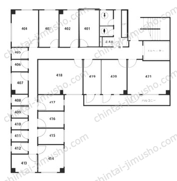 天翔オフィス高田馬場4Fの間取図