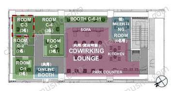 GAKUDAI COLLECTIV COWORKING2階の間取図