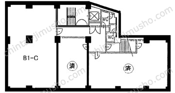 幡ヶ谷2丁目貸事務所B1階の間取図