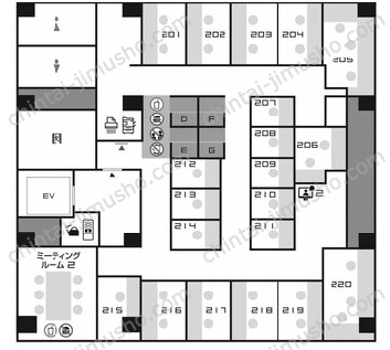 多摩川新宿ビル／ワイムビジネスプラザ新宿御苑2階の間取図