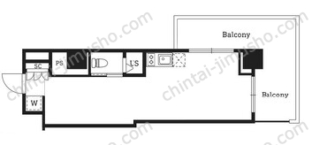 JP ebisu residence／co-ba ebisu residence2階の間取図