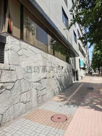 歩道沿いは石垣風のつくりです