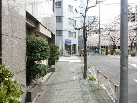 正面から見て建物左側は歩道があります