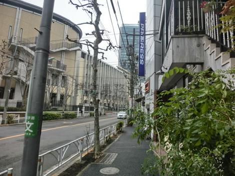 向かいは青山学院の高等部校舎です
