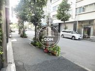 玄関前の静かな通り