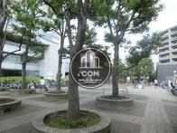 植木が点在する駅前エリア