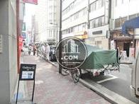 濃淡のある石目で敷き詰められた歩道