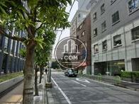 向いの歩道に植栽があります
